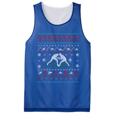 Wrestling Ugly Christmas Sweater Funny Funny Gift For Wrestler Gift Mesh Reversible Basketball Jersey Tank