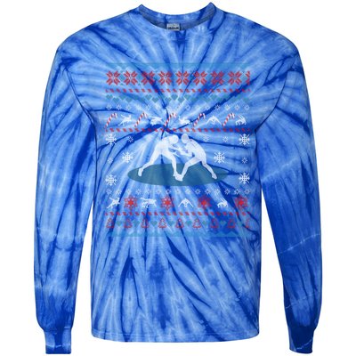 Wrestling Ugly Christmas Sweater Funny Funny Gift For Wrestler Gift Tie-Dye Long Sleeve Shirt