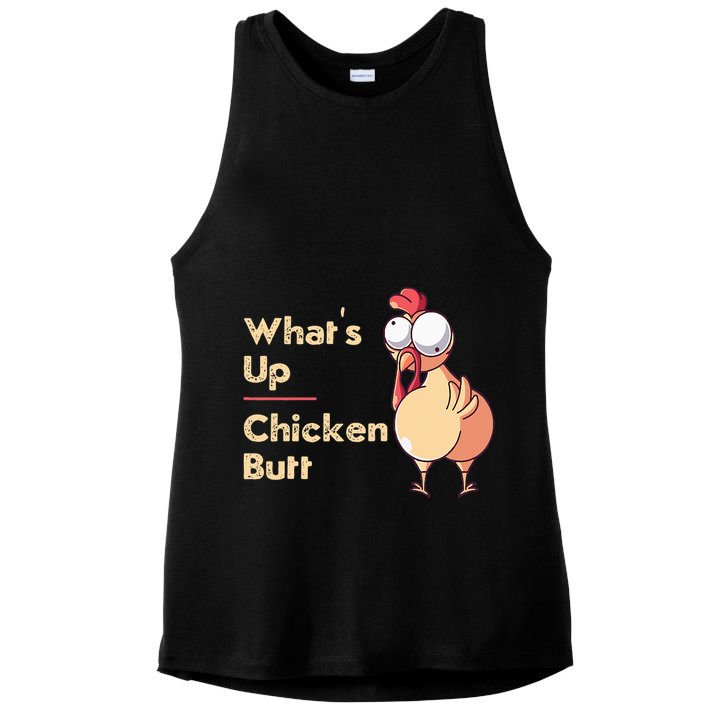 WhatS Up Chicken Butt Funny Quotes Sayings Joke Word Pun Ladies PosiCharge Tri-Blend Wicking Tank