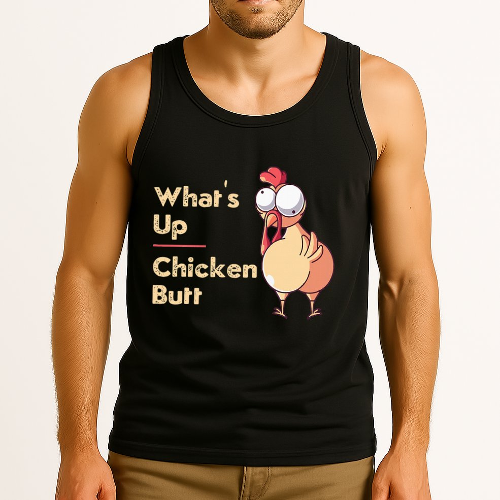 WhatS Up Chicken Butt Funny Quotes Sayings Joke Word Pun Tank Top