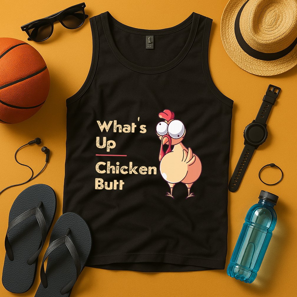 WhatS Up Chicken Butt Funny Quotes Sayings Joke Word Pun Tank Top