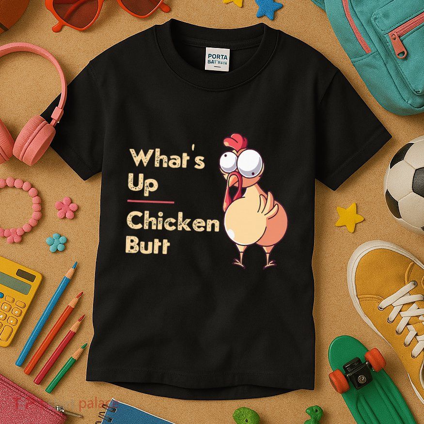 WhatS Up Chicken Butt Funny Quotes Sayings Joke Word Pun Kids T-Shirt
