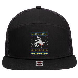 Wrestling Ugly Christmas Gift Happy Holiday Gift 7 Panel Mesh Trucker Snapback Hat