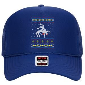 Wrestling Ugly Christmas Gift Happy Holiday Gift High Crown Mesh Back Trucker Hat