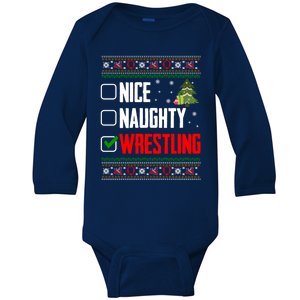 Wrestling Ugly Christmas Cute Gift Baby Long Sleeve Bodysuit