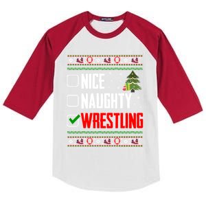 Wrestling Ugly Christmas Cute Gift Kids Colorblock Raglan Jersey