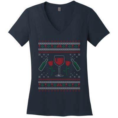 Wine Ugly Christmas Women's V-Neck T-Shirt