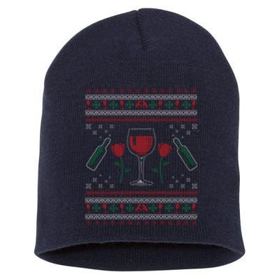 Wine Ugly Christmas Short Acrylic Beanie