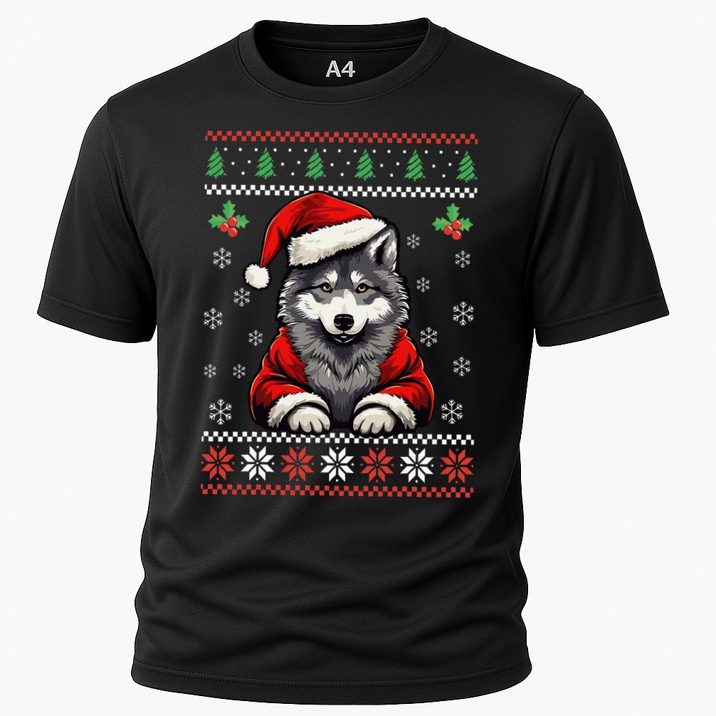 Wolf Ugly Christmas Sweater Wolves Xmas Cooling Performance Crew T-Shirt