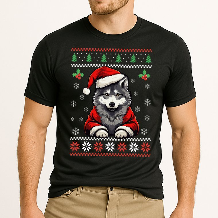 Wolf Ugly Christmas Sweater Wolves Xmas Cooling Performance Crew T-Shirt