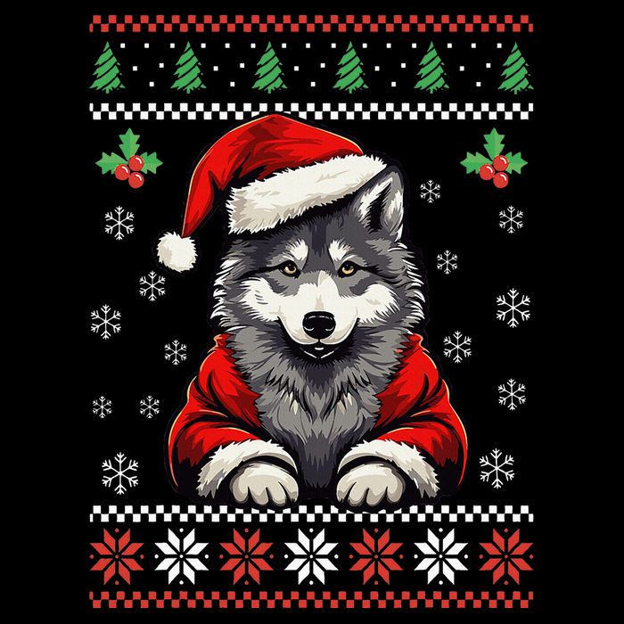 Wolf Ugly Christmas Sweater Wolves Xmas Bucket Hat