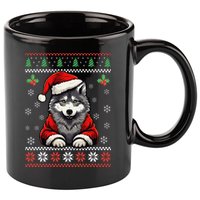 Wolf Ugly Christmas Sweater Wolves Xmas 11oz C Handle Ceramic Mug