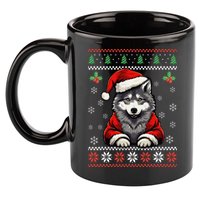 Wolf Ugly Christmas Sweater Wolves Xmas 11oz C Handle Ceramic Mug