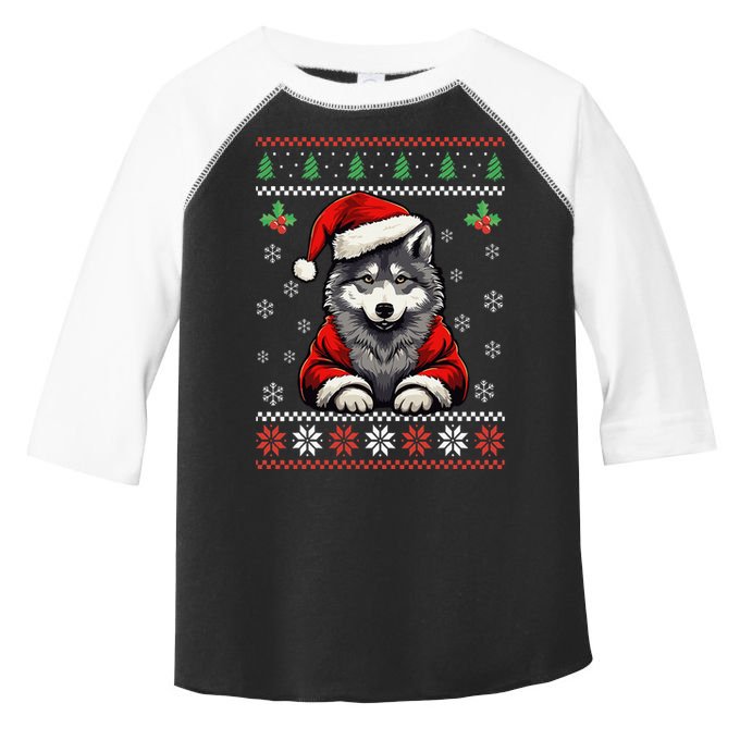 Wolf Ugly Christmas Sweater Wolves Xmas Toddler Fine Jersey T-Shirt