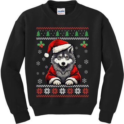 Wolf Ugly Christmas Sweater Wolves Xmas Kids Sweatshirt