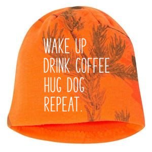 Wake Up Coffee Hug Dog Repeat Slogan Funny Gift Kati - Camo Knit Beanie