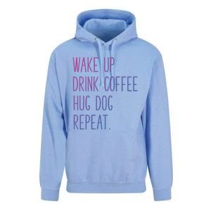 Wake Up Coffee Hug Dog Repeat Slogan Funny Gift Unisex Surf Hoodie