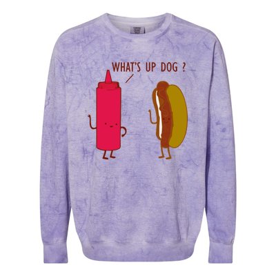 What Up Dog Ketchup Hot Dog Colorblast Crewneck Sweatshirt