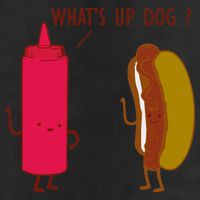 What Up Dog Ketchup Hot Dog 7 Panel Mesh Trucker Snapback Hat