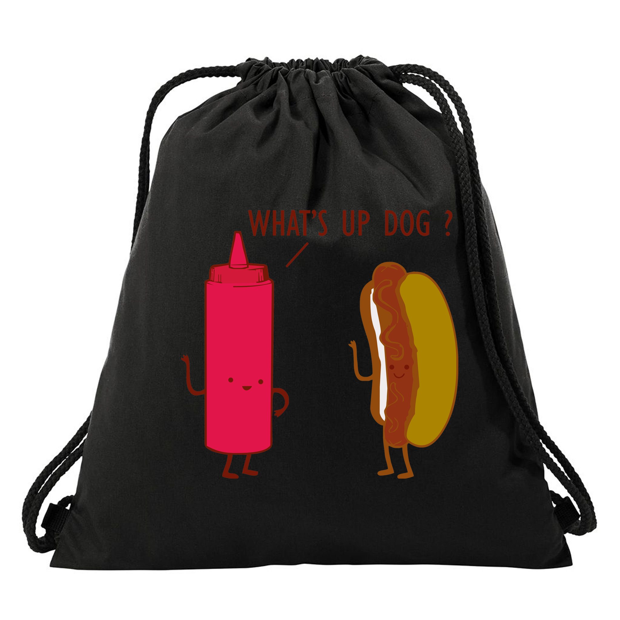 What Up Dog Ketchup Hot Dog Drawstring Bag