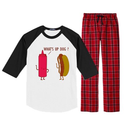 What Up Dog Ketchup Hot Dog Raglan Sleeve Pajama Set