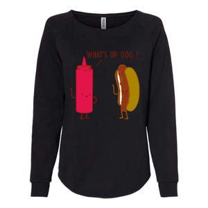 What Up Dog Ketchup Hot Dog Womens California Wash Sweatshirt