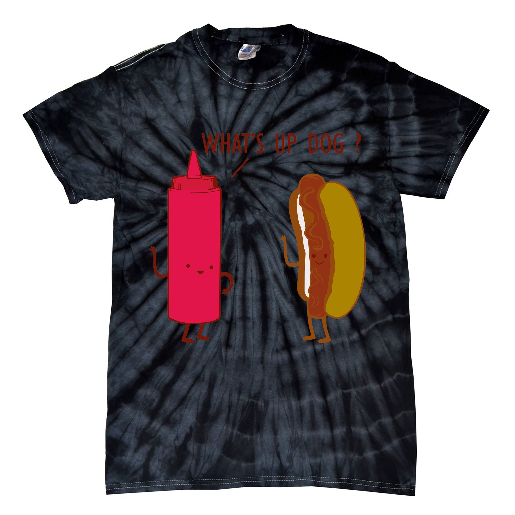 What Up Dog Ketchup Hot Dog Tie-Dye T-Shirt