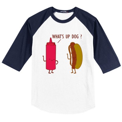 What Up Dog Ketchup Hot Dog Baseball Sleeve Shirt