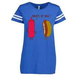 What Up Dog Ketchup Hot Dog Enza Ladies Jersey Football T-Shirt