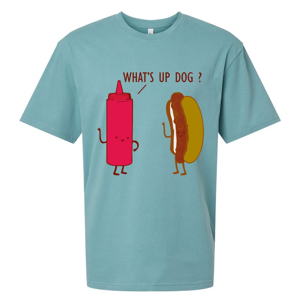 What Up Dog Ketchup Hot Dog Sueded Cloud Jersey T-Shirt