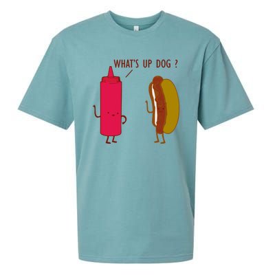 What Up Dog Ketchup Hot Dog Sueded Cloud Jersey T-Shirt