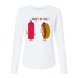 What Up Dog Ketchup Hot Dog Womens Cotton Relaxed Long Sleeve T-Shirt