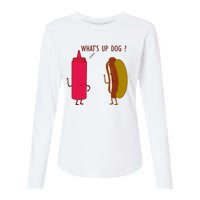 What Up Dog Ketchup Hot Dog Womens Cotton Relaxed Long Sleeve T-Shirt