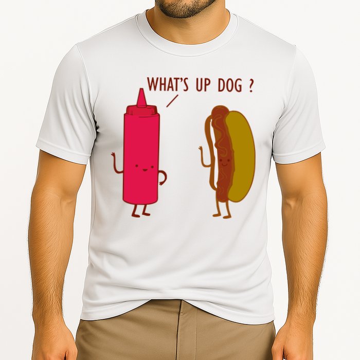 What Up Dog Ketchup Hot Dog Cooling Performance Crew T-Shirt