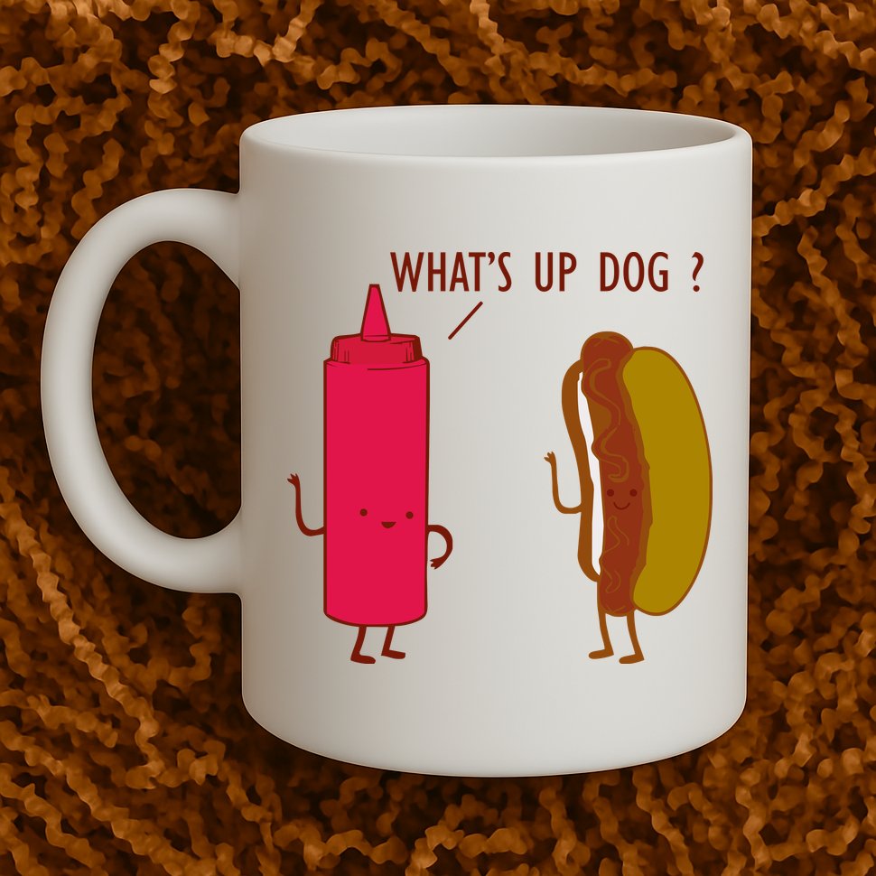 What Up Dog Ketchup Hot Dog Mug