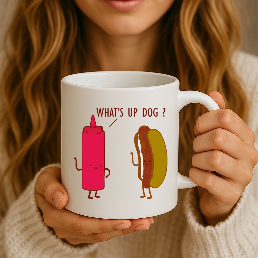 What Up Dog Ketchup Hot Dog Mug