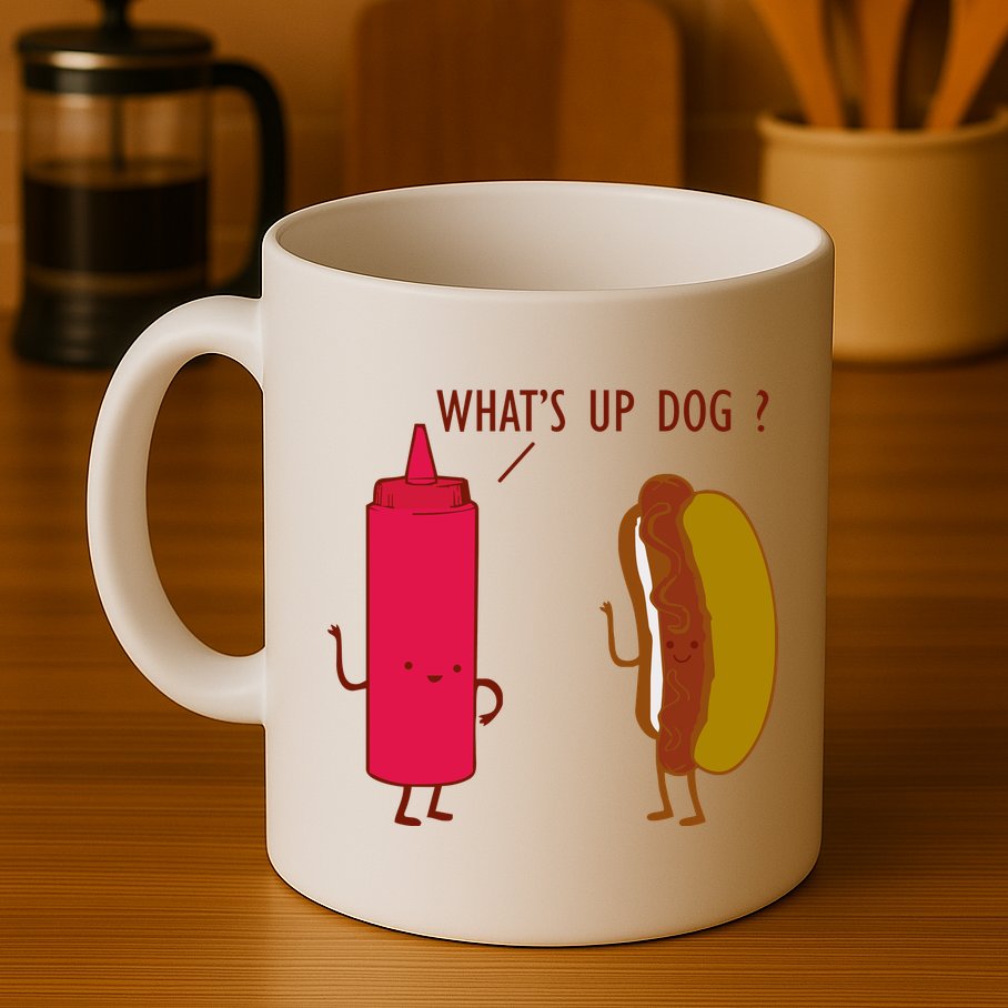 What Up Dog Ketchup Hot Dog Mug