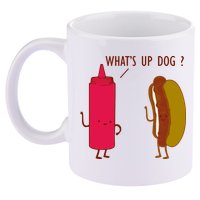 What Up Dog Ketchup Hot Dog 11oz C Handle Ceramic Mug