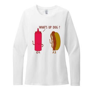 What Up Dog Ketchup Hot Dog Womens CVC Long Sleeve Shirt