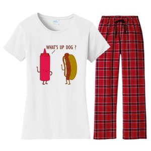 What Up Dog Ketchup Hot Dog Women's Flannel Pajama Set