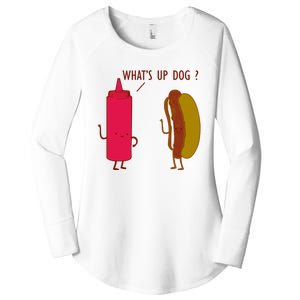 What Up Dog Ketchup Hot Dog Women's Perfect Tri Tunic Long Sleeve Shirt