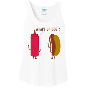 What Up Dog Ketchup Hot Dog Ladies Essential Tank