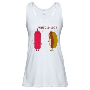 What Up Dog Ketchup Hot Dog Ladies Essential Flowy Tank