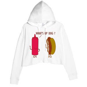 What Up Dog Ketchup Hot Dog Crop Fleece Hoodie