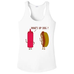 What Up Dog Ketchup Hot Dog Ladies PosiCharge Competitor Racerback Tank