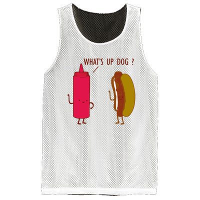 What Up Dog Ketchup Hot Dog Mesh Reversible Basketball Jersey Tank