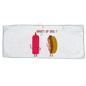 What Up Dog Ketchup Hot Dog Large Microfiber Waffle Golf Towel