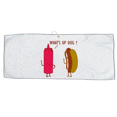 What Up Dog Ketchup Hot Dog Large Microfiber Waffle Golf Towel