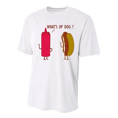 What Up Dog Ketchup Hot Dog Performance Sprint T-Shirt