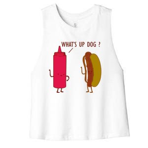 What Up Dog Ketchup Hot Dog Women's Racerback Cropped Tank